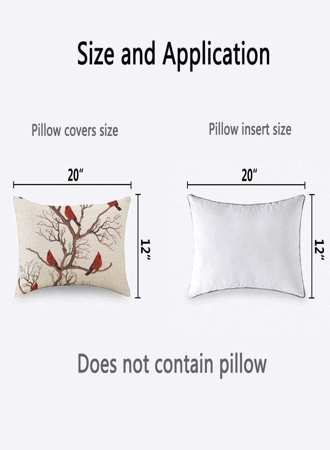 TKS MITLAN Beautiful Red Birds Pillow Covers 12x20 Inch Cardinals on Bare Brown Tree Branches Winter Christmas Decorative Throw Pillow Covers Cushion Case for Home Sofa Couch Decoration - Image 2