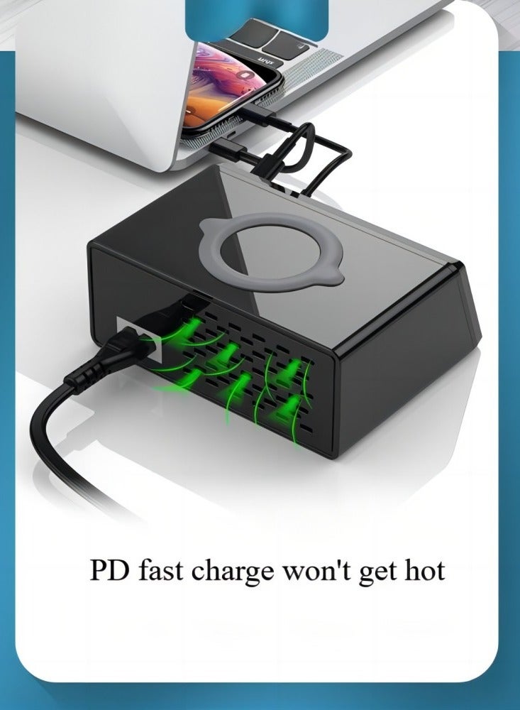 Intelligent digital display wireless charger, multi-function 100W high-power PD20W fast charging USB, QC3.0 multi-port charging mobile phone wireless charger  - Image 4
