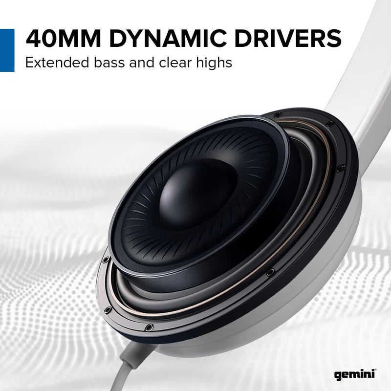 Gemini Sound DJ Equipment DJX-200 Technical for Mixing Beats Professional Studio Drums Over The Ear Audio DJ Recording Monitor Headphones, White Closed Back - Image 2