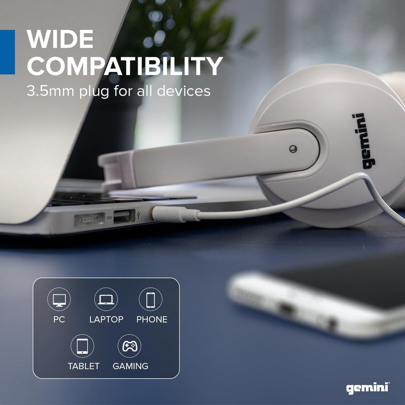 Gemini Sound DJ Equipment DJX-200 Technical for Mixing Beats Professional Studio Drums Over The Ear Audio DJ Recording Monitor Headphones, White Closed Back - Image 4