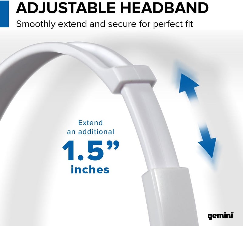 Gemini Sound DJ Equipment DJX-200 Technical for Mixing Beats Professional Studio Drums Over The Ear Audio DJ Recording Monitor Headphones, White Closed Back - Image 3