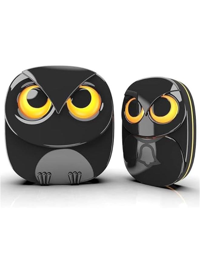 MOXO - Wireless Doorbell Cute Owl Doorbell Weatherproof IP65 Outdoor Remote Push on 1000 feet Long Wireless Range35 Classic Melodies Optional LED Flash1Receiver+1Transmitter - Image 1