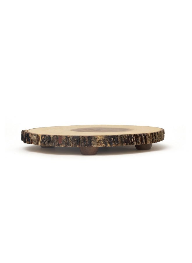 Lipper International - Acacia Tree Bark Footed Server For Cheese Crackers And Hors D'Oeuvres Large - Image 1