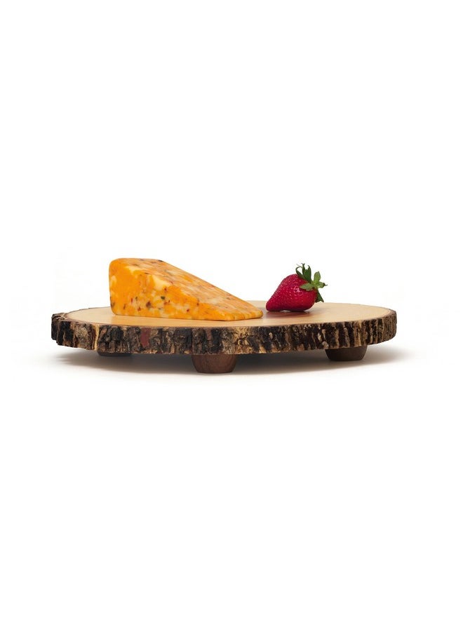 Lipper International - Acacia Tree Bark Footed Server For Cheese Crackers And Hors D'Oeuvres Large - Image 1