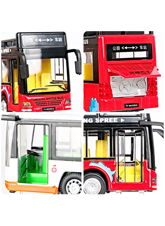 Large Double-decker Bus Toy Open Door Bus Model Kids Bus Boy Alloy Bus Play Special Olympics-Color:Bus Station + Traffic Lights♜ - Image 5