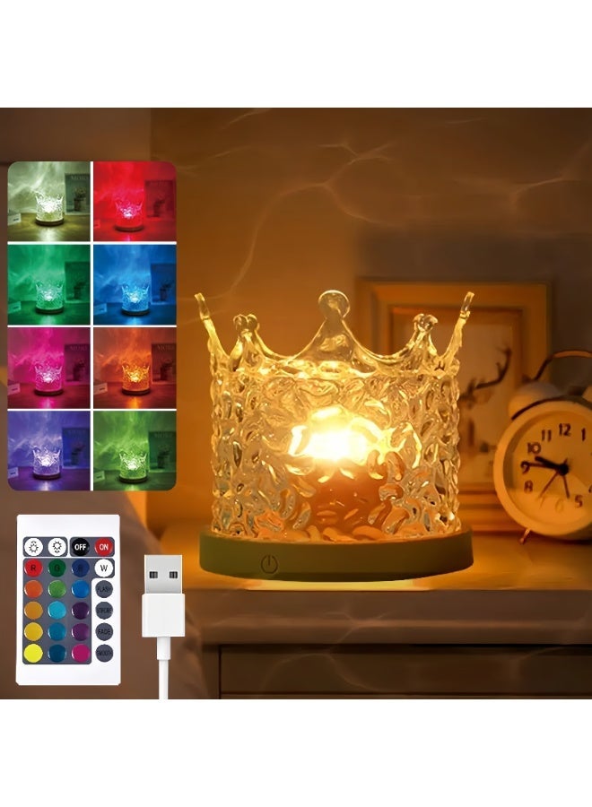 Ocean Wave Ceiling Projector, Northern Lights 16 Colors Water Lights Projector, Water Ripple Ambient Night Light with Remote, Touch Control Aurora Projector for Bedroom,Room Decor,Kids Room (Crown) - Image 1