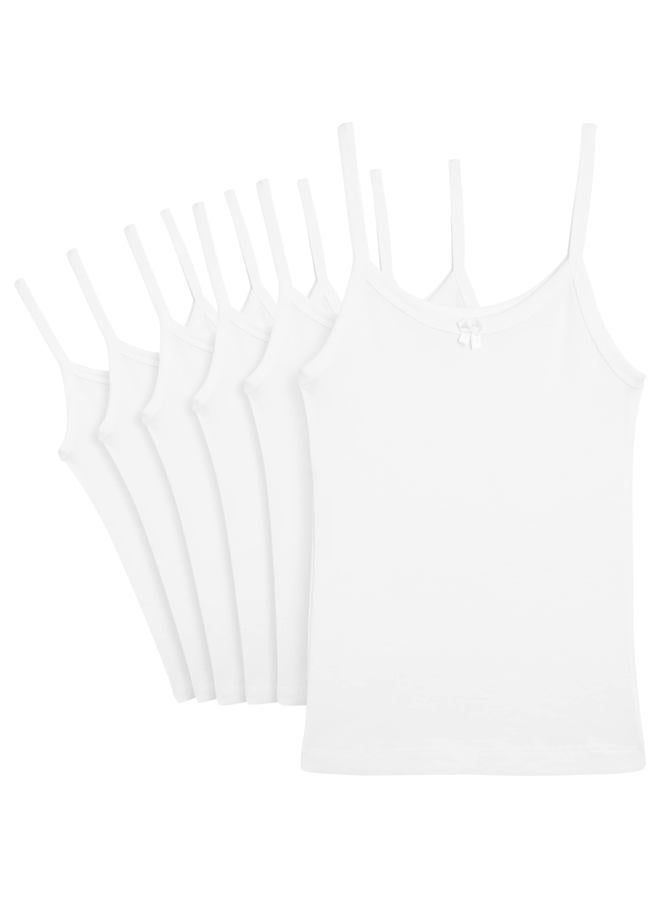 Rene Rofe Girls Undershirt Camisole Tank Tops, White, Toddler (4T) (Pack of 6)' - Image 1