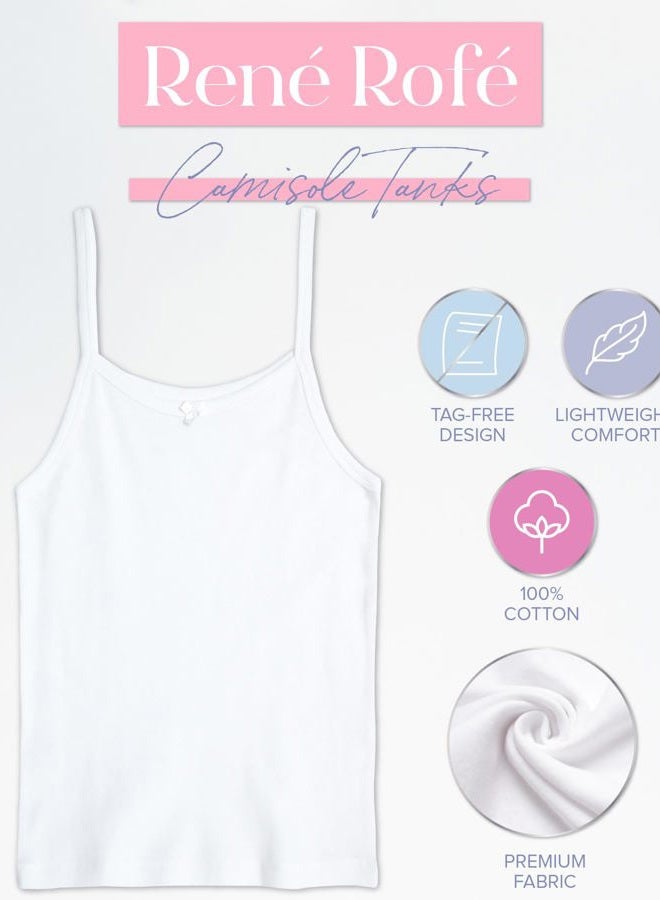 Rene Rofe Girls Undershirt Camisole Tank Tops, White, Toddler (4T) (Pack of 6)' - Image 3
