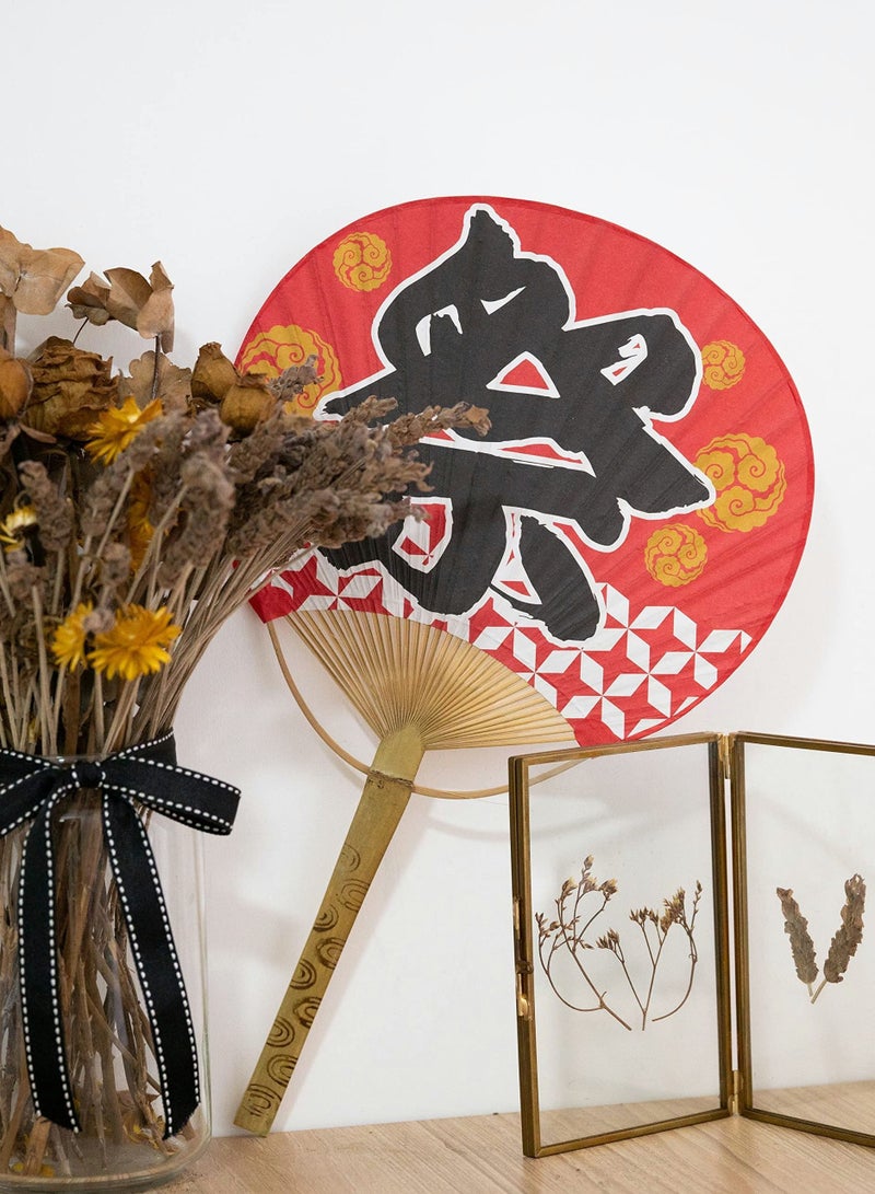 Japanese Paper Fans Decoration Round Hand-held Hand Fan Cattail Paddle Can Hang Bamboo Handle Decorative Suitable for Home Party Supplies Cosplay (Firework Ceremony) - Image 4