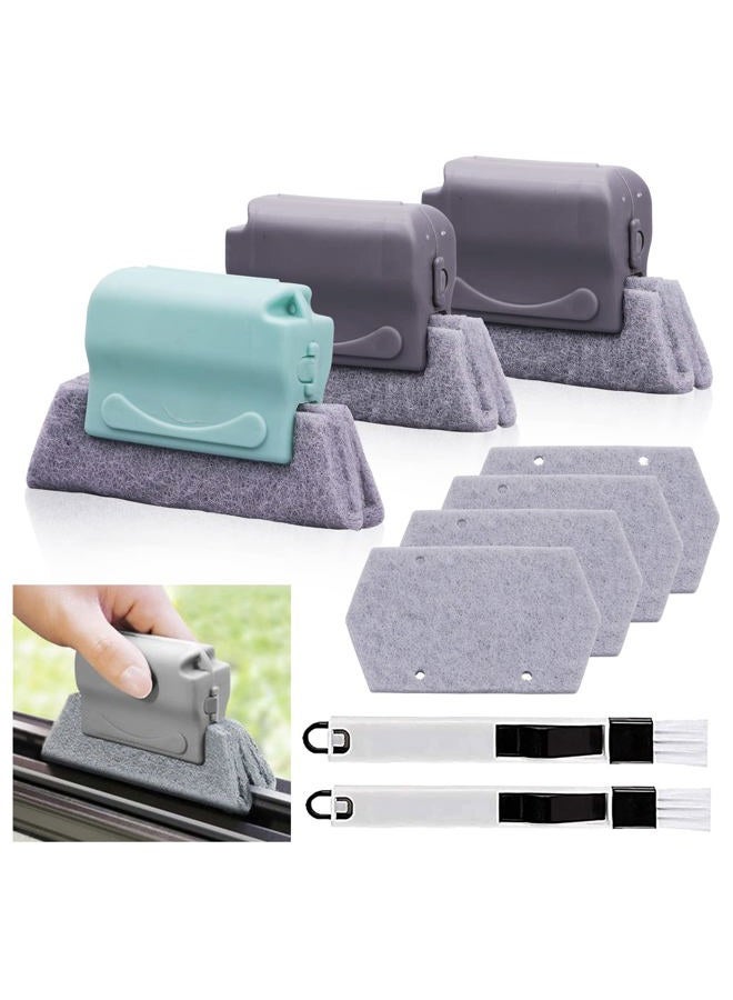 Korunb Magic Window Groove Cleaning Brushs, Hand-held Crevice Cleaning Tools, Multipurpose Clean Tools Slide Brush Head for Door, Window Slides Replacement Cloth Brush for Corners Gaps scouring Door - Image 1