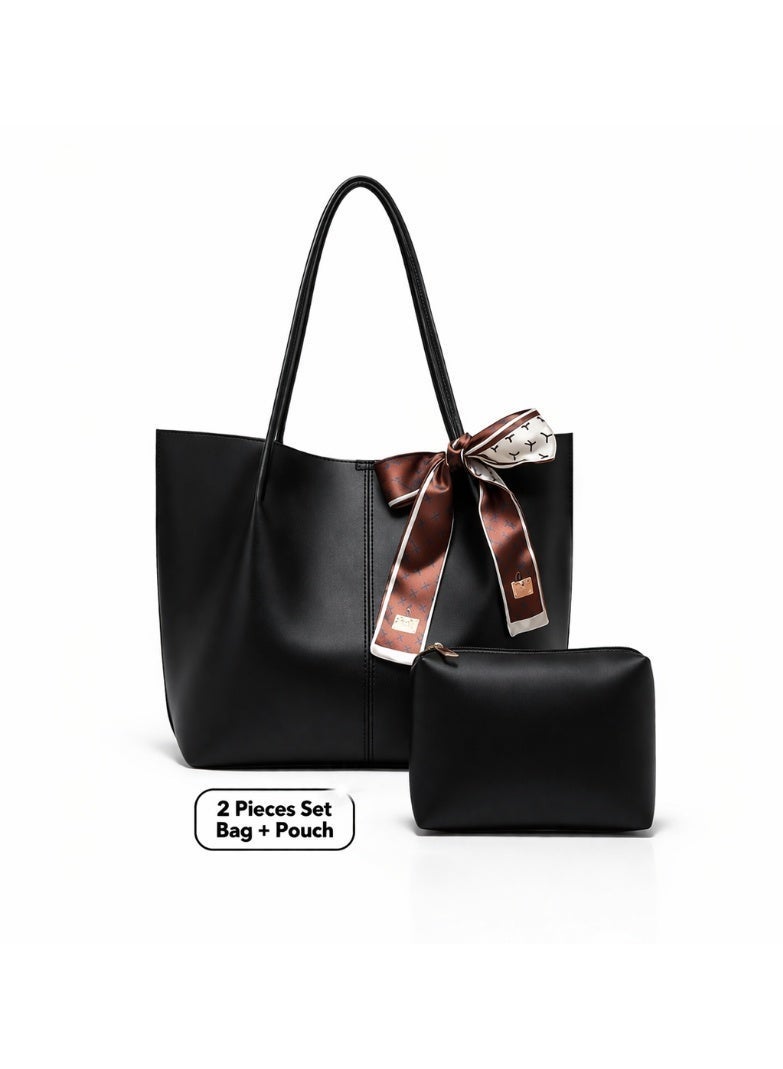 Arab Elegant Tote Bag for Women – Large Shoulder Handbag with Matching Pouch – Lightweight Everyday Work & Casual Bag - Image 3