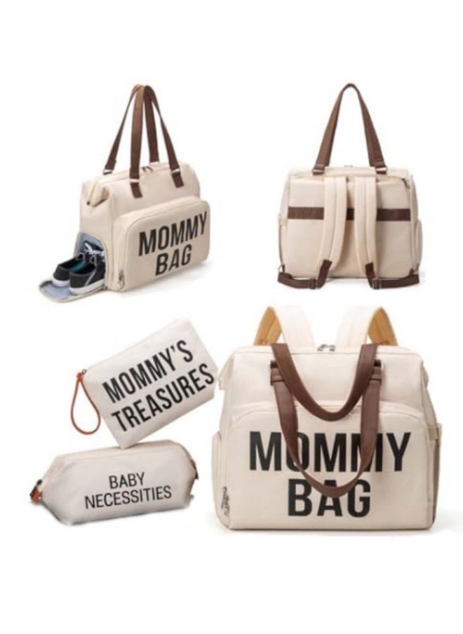 GGEROU Diaper Bag Tote, Multifunctional Mommy Bag, Large Capacity Maternity Bag with 2 Organizer Pouches, Beige  - Image 1