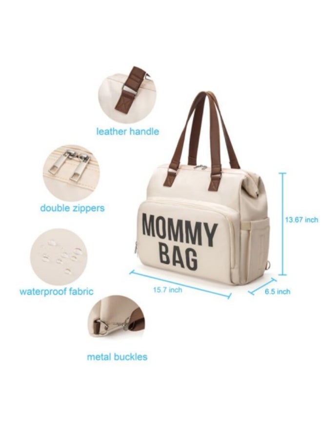 GGEROU Diaper Bag Tote, Multifunctional Mommy Bag, Large Capacity Maternity Bag with 2 Organizer Pouches, Beige  - Image 4