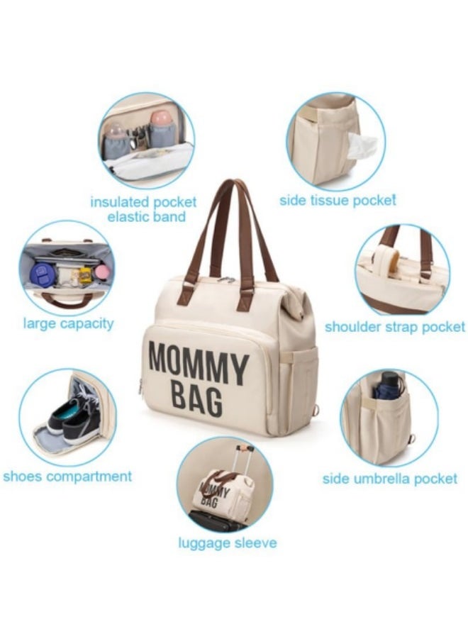 GGEROU Diaper Bag Tote, Multifunctional Mommy Bag, Large Capacity Maternity Bag with 2 Organizer Pouches, Beige  - Image 3