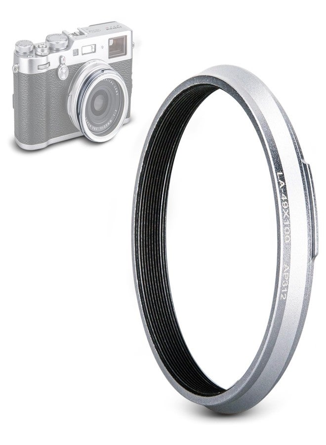 JJC 49mm Metal Filter Adapter Ring Lens Adapter Connector for Fujifilm X100F X100T X100S X100 X70 Installing UV Protector CPL Circular Polarizer ND Neutral Density Filter, Replace Fuji AR-X100 /Silver - Image 1