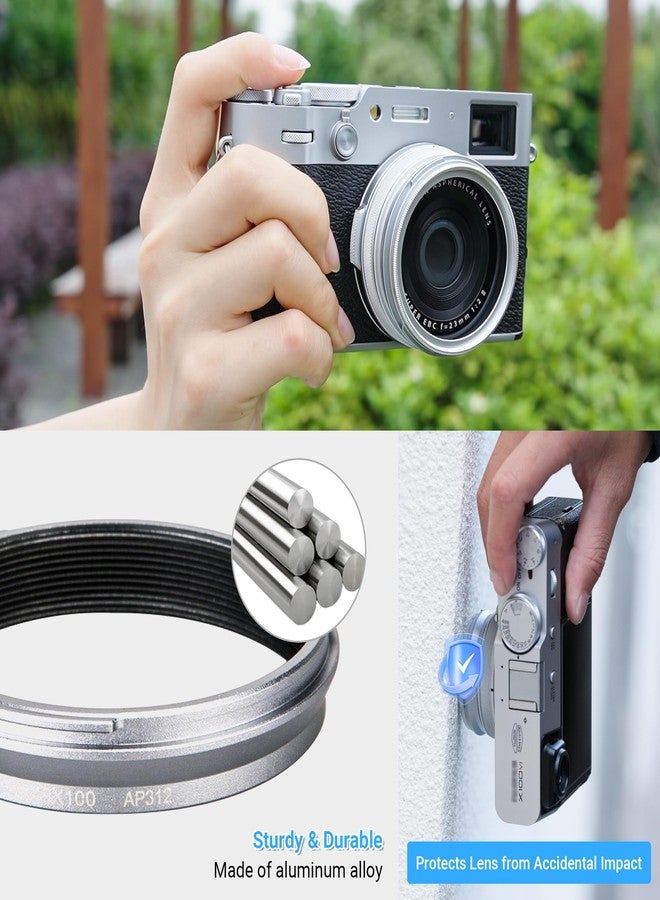 JJC 49mm Metal Filter Adapter Ring Lens Adapter Connector for Fujifilm X100F X100T X100S X100 X70 Installing UV Protector CPL Circular Polarizer ND Neutral Density Filter, Replace Fuji AR-X100 /Silver - Image 4