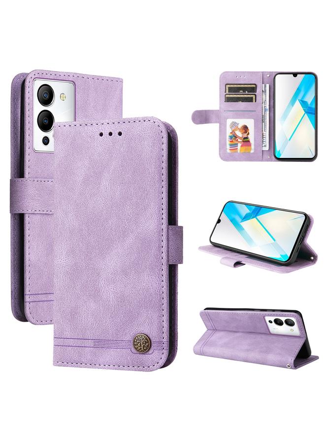 S-TOP Case For Infinix Note 12 / G96 Skin Feel Life Tree Metal Button Leather Phone Case - Image 1