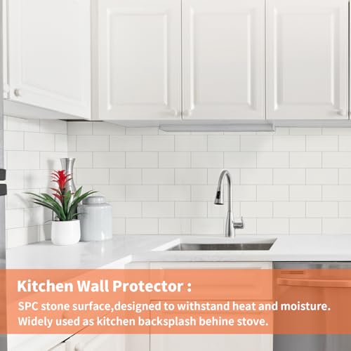OYASIMI 10 Sheets Ivory White PVC Subway Tile Peel and Stick Backsplash,12''Heat Resistant Stick on Tiles for Kitchen,Waterproof Peel and Stick Wall Tiles for Bathrrom - Image 2