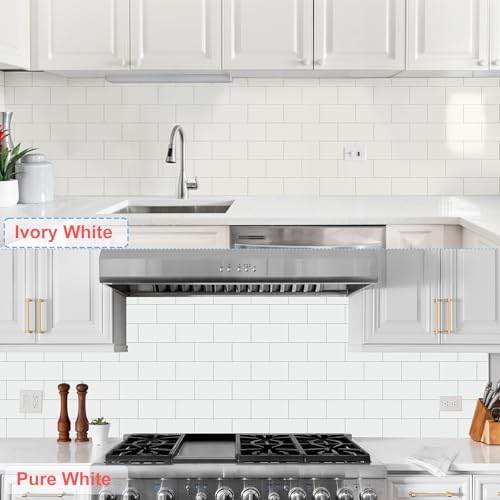 OYASIMI 10 Sheets Ivory White PVC Subway Tile Peel and Stick Backsplash,12''Heat Resistant Stick on Tiles for Kitchen,Waterproof Peel and Stick Wall Tiles for Bathrrom - Image 4