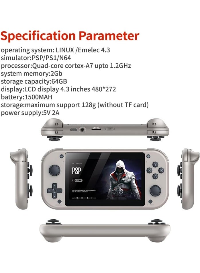 M17 Retro Handheld Game Console 4.3" LCD Screen, Built-in 128GB Card with 20,000+ Classic Games, Emuelec System, Portable Video Gaming Console - Image 3