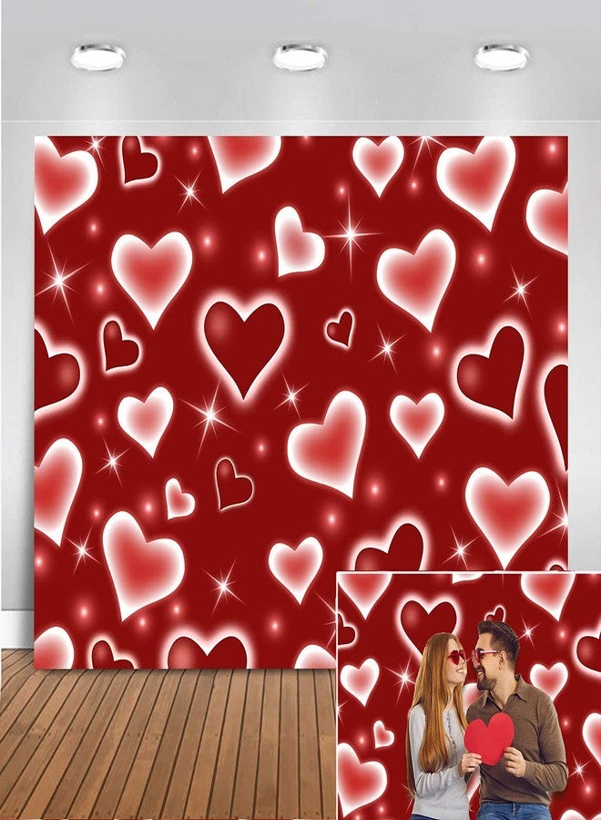 Mocsicka Early 2000s Photography Backdrop Red Heart Photo Backdrop Valentines Heart Stars Vinyl Valentines Day Party Decoration Newborn Kids Portrait Photo Props (7x5ft) - Image 1