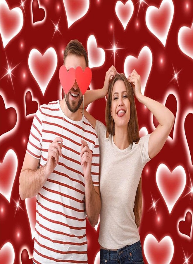 Mocsicka Early 2000s Photography Backdrop Red Heart Photo Backdrop Valentines Heart Stars Vinyl Valentines Day Party Decoration Newborn Kids Portrait Photo Props (7x5ft) - Image 3