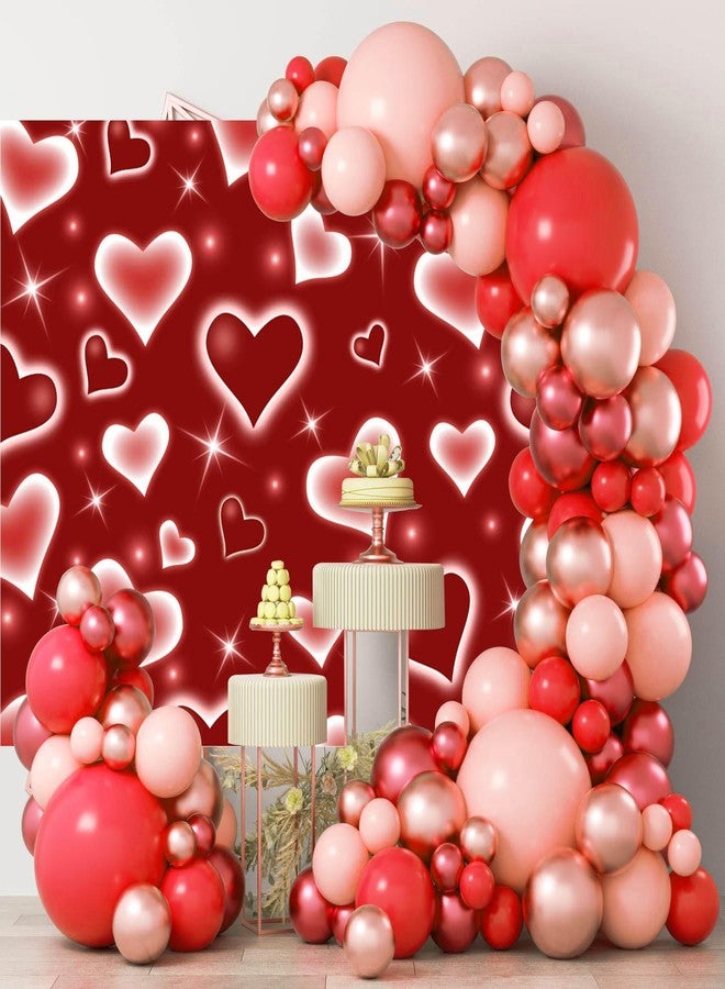 Mocsicka Early 2000s Photography Backdrop Red Heart Photo Backdrop Valentines Heart Stars Vinyl Valentines Day Party Decoration Newborn Kids Portrait Photo Props (7x5ft) - Image 2