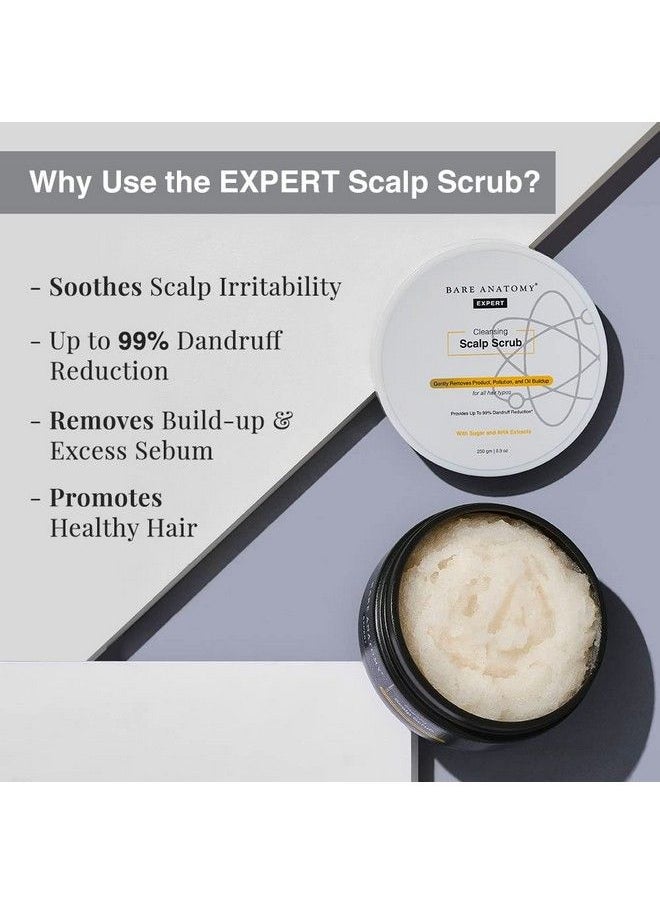 BARE ANATOMY - Scalp Scrub ; Up To 99% Dandruff Reduction ; Dandruff Remover ; Natural Ahas Coconut & Sugar ; Oily Scalp Exfoliator Hair Scrub ; Sulphate & Paraben Free ; For Women & Men ; 250G - Image 1
