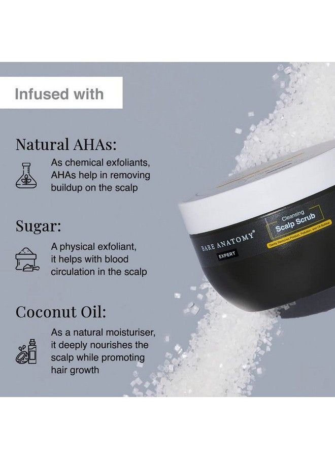 BARE ANATOMY - Scalp Scrub ; Up To 99% Dandruff Reduction ; Dandruff Remover ; Natural Ahas Coconut & Sugar ; Oily Scalp Exfoliator Hair Scrub ; Sulphate & Paraben Free ; For Women & Men ; 250G - Image 1