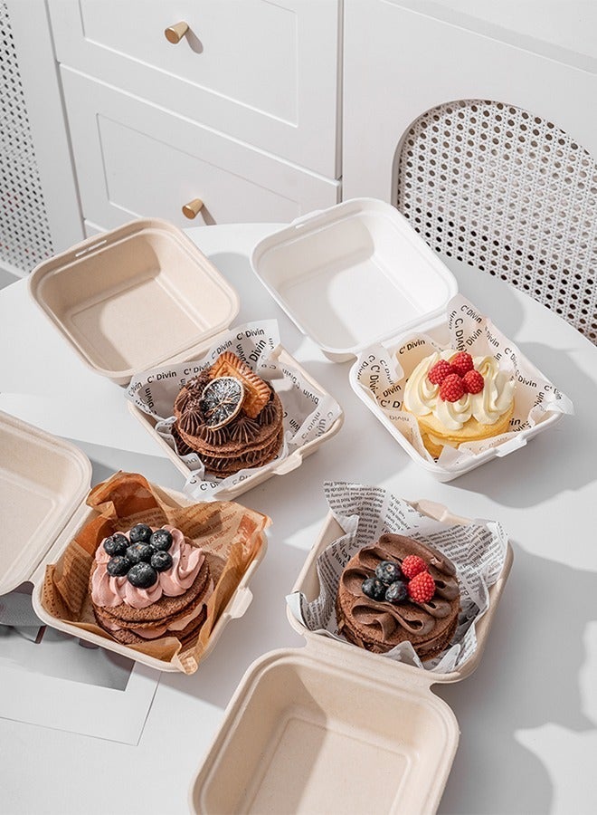 KOOKNA Cake Box, Burger Box, 20 Pcs Disposable Food Container, Cookie Packaging Gift Box, Pudding Pie Sandwich Lunch Box for Outdoor Picnic (Beige) - Image 5
