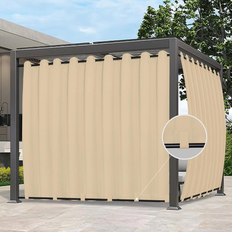 Easy-Going ستائر خارجية مقاومة للماء والرياح والطقس لحديقة، كابانا، شرفة، بيرغولا وز gazebo، قمة علوية وذيل سفلي، 1 لوحة، 150x96 بوصة، بيج - Image 1