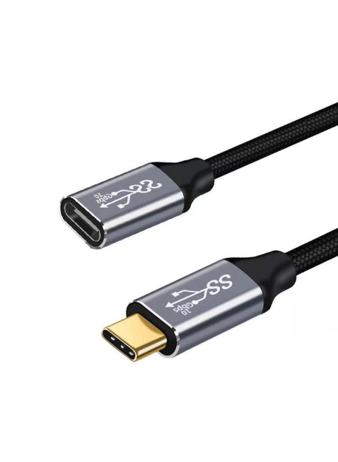 Applicable To Type-c Extension Line Male To Female Data Line PD Mobile Phone Charging TV Screen Projection Notebook Switch Adapter-Color:Straight Head  Black-0.5m  - Image 1