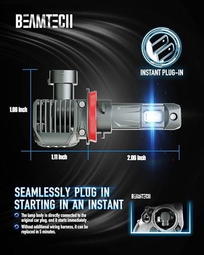 BEAMTECH H11 Bulbs, H8 H9 Fog Light Bulb, G-XPower Chips 500% Brighter 6500K Xenon White Plug and Play, Pack of 2 - Image 4