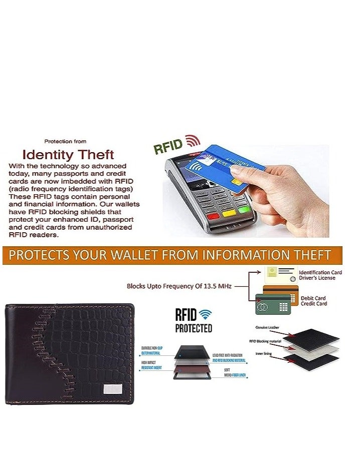 ALLKING AM LEATHER Wallet for Men-Genuine Leather RFID Blocking Men's Bifold Croco Wallet | Packaging / Product Colour / Style may Vary - Image 4