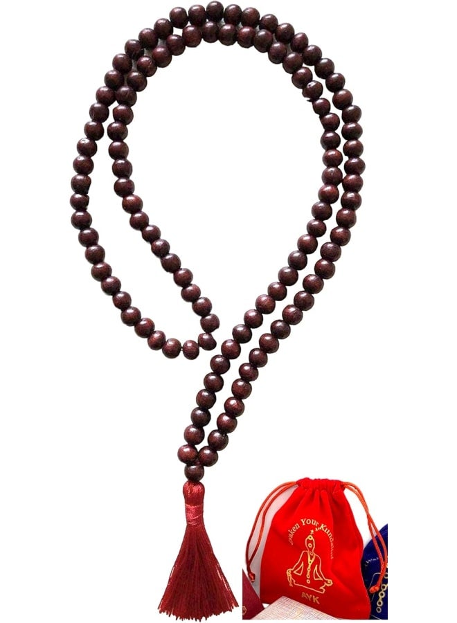 Awaken Your Kundalini Rosewood mala beads necklace 108+1 buddhist prayer beads Red Sandalwood japa mala 8 Styles - Energized - w/ Velvet Pouch (8mm 108+1 Beads mala)  - Image 1