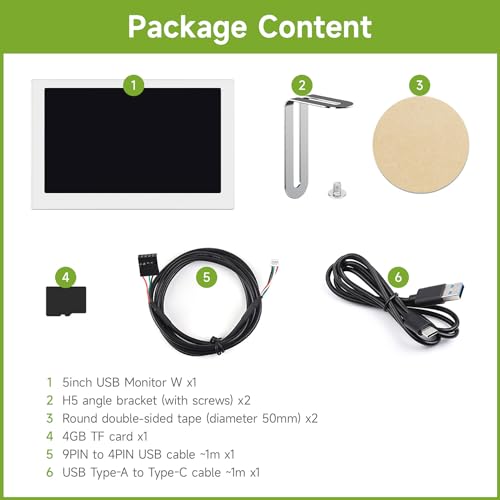 Waveshare ويفشير 5 بوصة شاشة USB، شاشة ثانوية لحاسوب مكتبي/حالة حاسوب، شاشة RGB محيطية، لوحة IPS، دقة 800×480، مع وظيفة تحليل طيف الموسيقى، واجهة Type-C، حالة معدنية CNC، فضي - Image 2