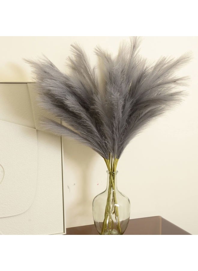 Qubitful Faux Pampas Grass, Set of 9 Stems 37'' Tall Fluffy Fake Pompas Floral, Large Artificial Pompous Branches for Floor Vase Fillers, Pompas Decorativas, Boho Farmhouse Wedding Home Decor(Grey) - Image 3