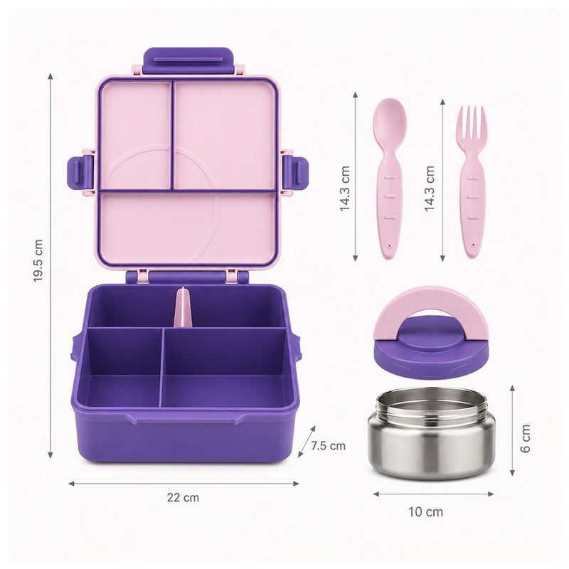 BonBon - Grand 3-4 Compartments Leakproof Lunchbox - Purple - Image 3