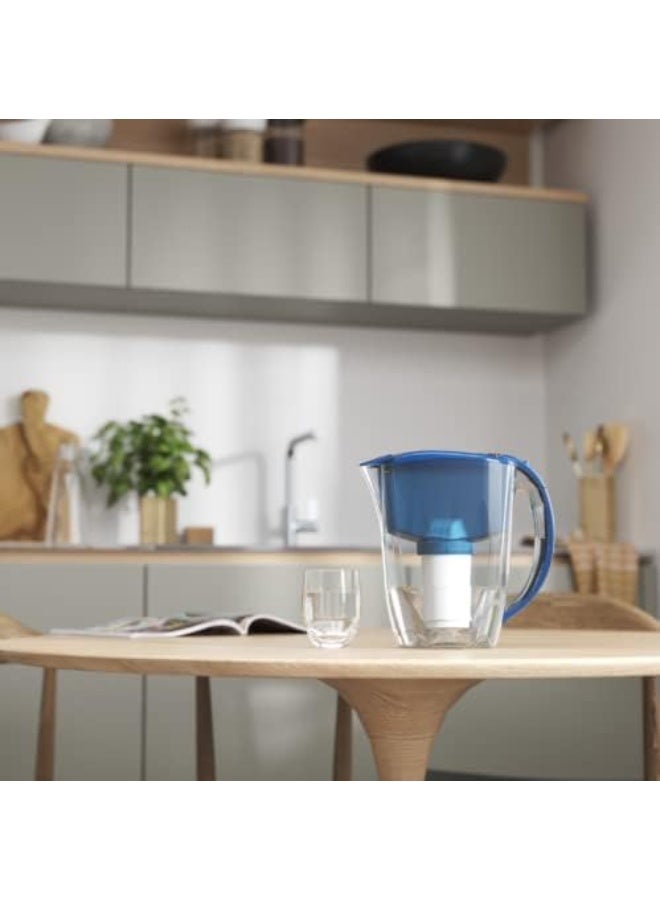 Aquaphor AQUAPHOR Water Filter Jug Prestige Blue – 2.8L Capacity | Includes 1 x A5 Filter Cartridge | Reduces Limescale, Chlorine & Microplastics | Slim Design Fits in Fridge Door | BPA-Free  - Image 2