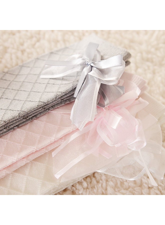 ديوتي 4 أزواج من الجوارب الطويلة حتى الركبة للفتيات مع كشكشة من الدانتيل، جوارب شبكية قطنية على شكل فيونكة للأطفال (من سن 3 إلى 8 سنوات، 100-140 سم) - Image 5