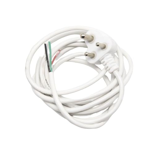 LEKORED 3 Pin Power Cable AC Extension Cord 3 Core 100 Copper Heavy Duty Wire for Cooler Fan Refrigerator and Other Home Appliances PVC White Pack of 1 15 MM Cable 5 Meter - Image 1