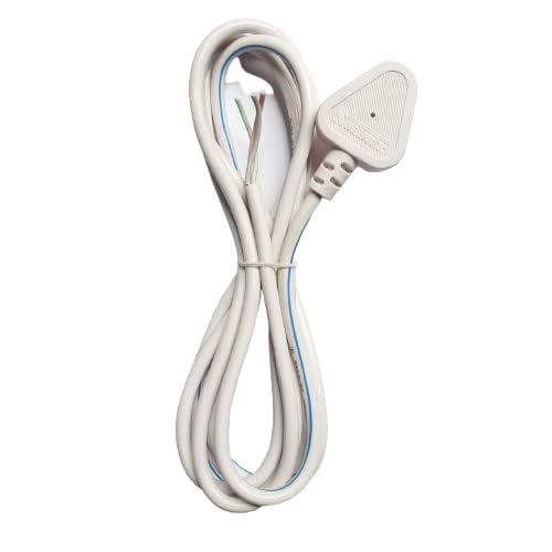 LEKORED 3 Pin Power Cable AC Extension Cord 3 Core 100 Copper Heavy Duty Wire for Cooler Fan Refrigerator and Other Home Appliances PVC White Pack of 1 15 MM Cable 5 Meter - Image 5