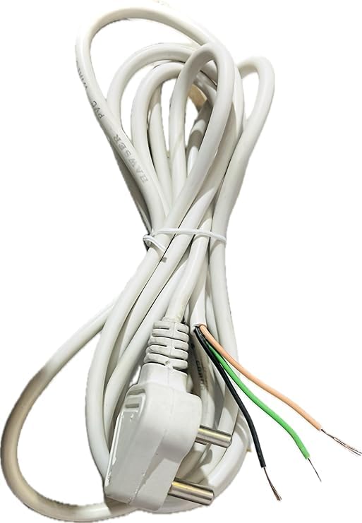 LEKORED 3 Pin Power Cable AC Extension Cord 3 Core 100 Copper Heavy Duty Wire for Cooler Fan Refrigerator and Other Home Appliances PVC White Pack of 1 15 MM Cable 5 Meter - Image 3