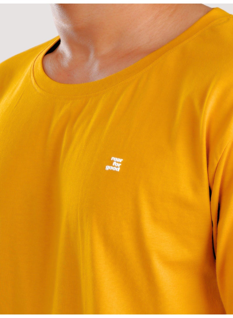 ROAR FOR GOOD Men's Oversized Solid T-Shirt | Relaxed Fit Crew Neck Half Sleeve Casual Tee | Soft Cotton Blend Everyday Wear T-Shirt - Image 3