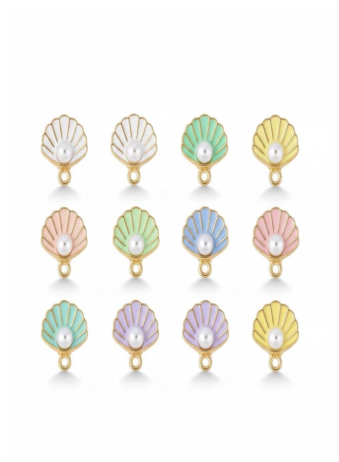 MILAPARK CRAFTS Multi-Color Pearl Shell Hair Charms with Gold-Plated Enamel Sea Shell Design, 17mm Decorative Hair Jewelry for Braids, Buns, Wedding Hairstyles, Includes 12 Free Black U-Pins - Image 3