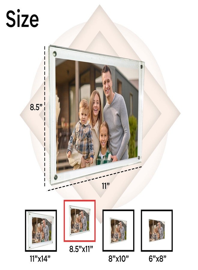 Canetti ORIGINAL MAGNET FRAME 8.5x11 Wall Hanging Magnetic Picture Frame, Floating Photo Frame, Two Acrylic Panels - Image 5