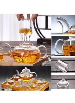 XiuWoo Full Glass Kettle Teapot Set with Removable Infuser Strainer and Heart Shaped Candle Holder Warmer Heating  - Image 2