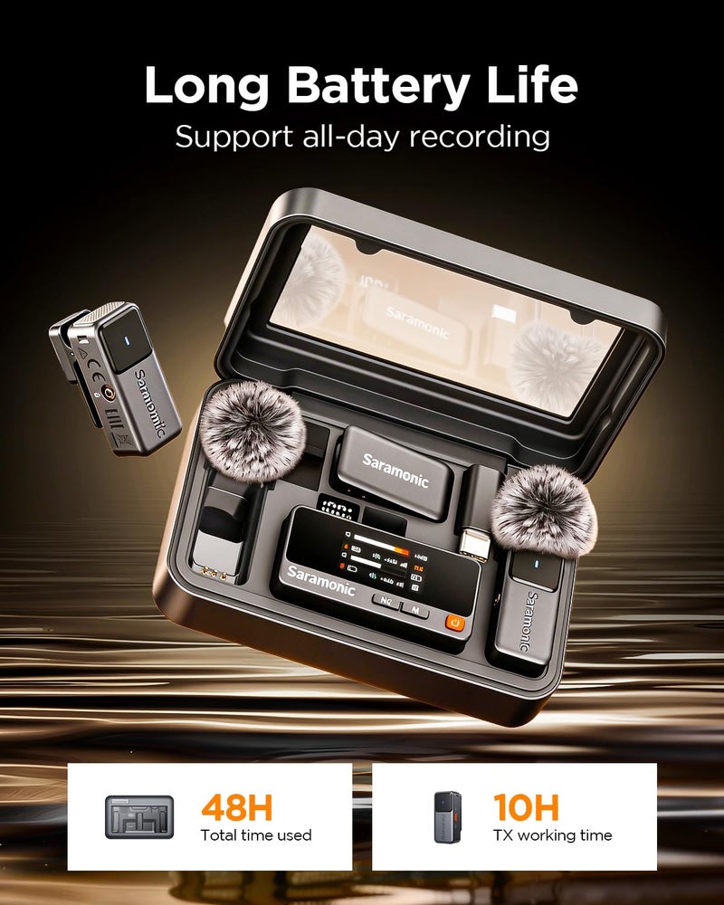 Saramonic Air Wireless Lavalier Microphone, 48KHz/24Bit, 300m, Mini Mic Wireless for iPhone 15/16/17 Android PC, Lapel Mic with USB-C Plug, Clip on Mic for YouTube Video Recording Vlogging Tiktok - Image 3