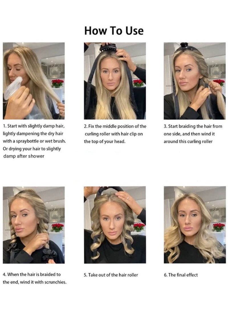 Goolsky 4pcs/Set Heatless Hair Curler Set, 1pcs No Heat Curling Rod Headband With 2pcs Hair Rings, 1pc  hair clip, DIY Hair Styling Tool - Image 5