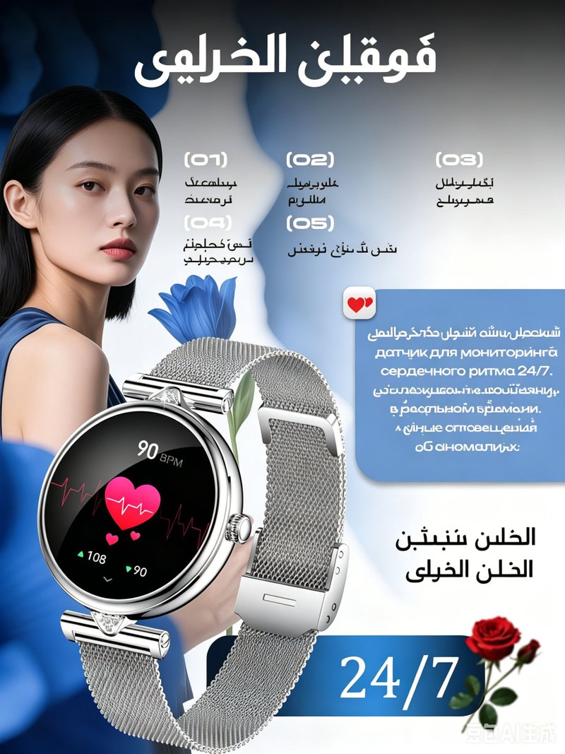 SACOSDING Smart Watch for Women,1.28" AMOLED Touch screen Fitness Tracker, Make/Answer Calls, Heart Rate SpO2 Monitor, IP68 Waterproof, Sleep & Activity Tracking Smartwatch for Android Phones iPhone - Image 4